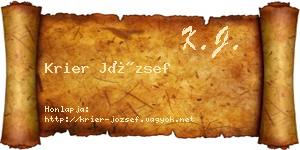 Krier József névjegykártya